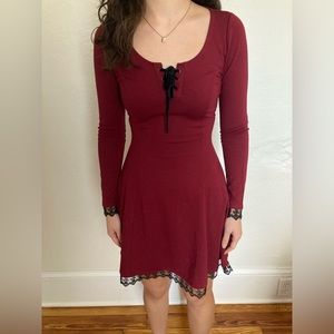 Hot Topic Red Dress with lace detail. Size is XS